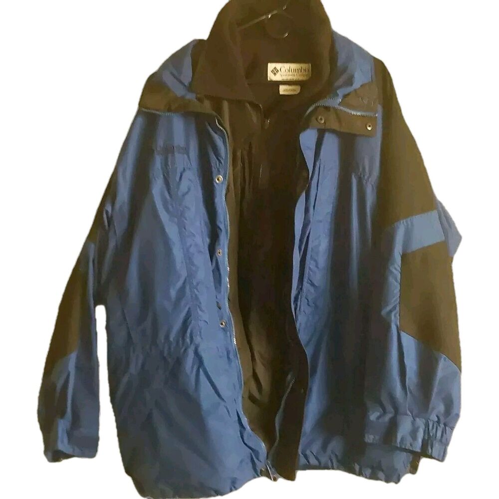 Columbia Mens Double Whammy Jacket 2 In One Coat XL Blue Grey Outdoor Layer